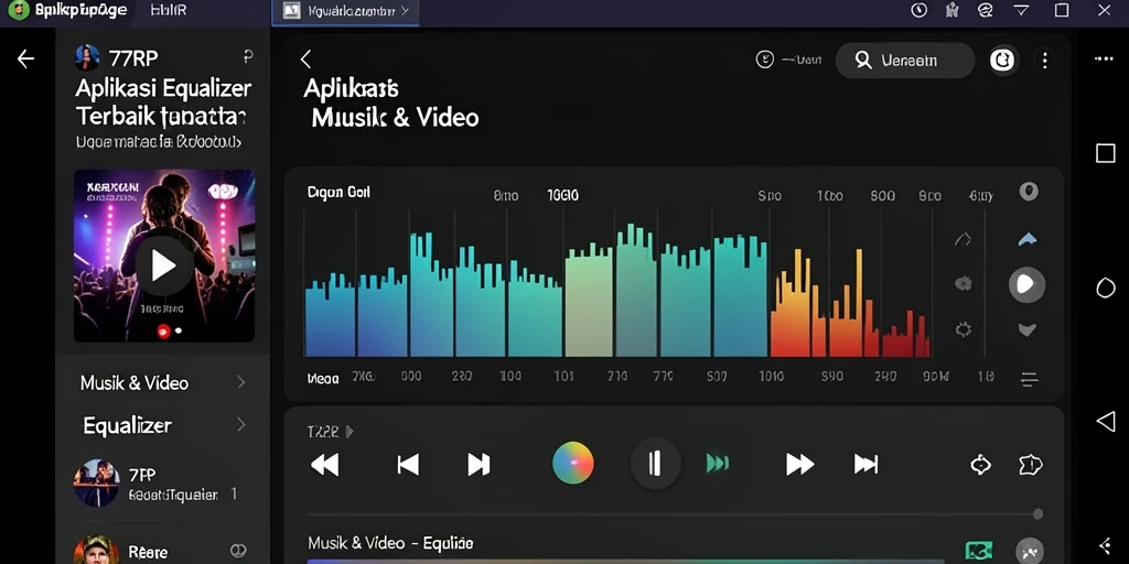 Antarmuka intuitif aplikasi Equalizer 77RP dengan kontrol suara yang mendalam.