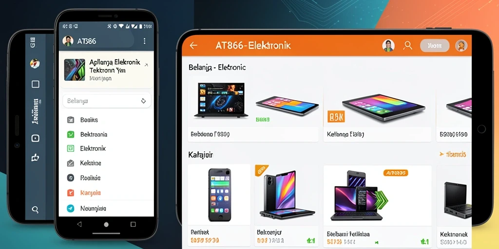 Screenshot AT866 menampilkan antarmuka belanja elektronik yang menarik dan intuitif.