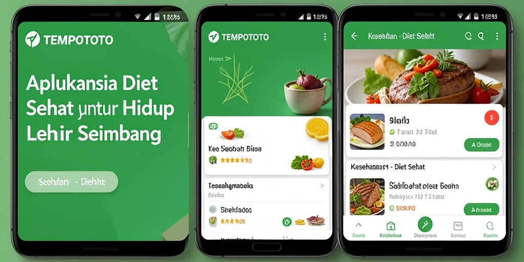 Tampilan antarmuka aplikasi TEMPOTOTO yang user-friendly untuk diet sehat.