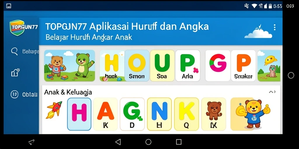 Tampilan antarmuka TOPGUN77 yang menarik dan ramah anak.